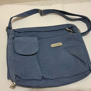 New BAGGALLINI Blue Nylon Crossbody Travel Organizer Shoulder Handbag Purse